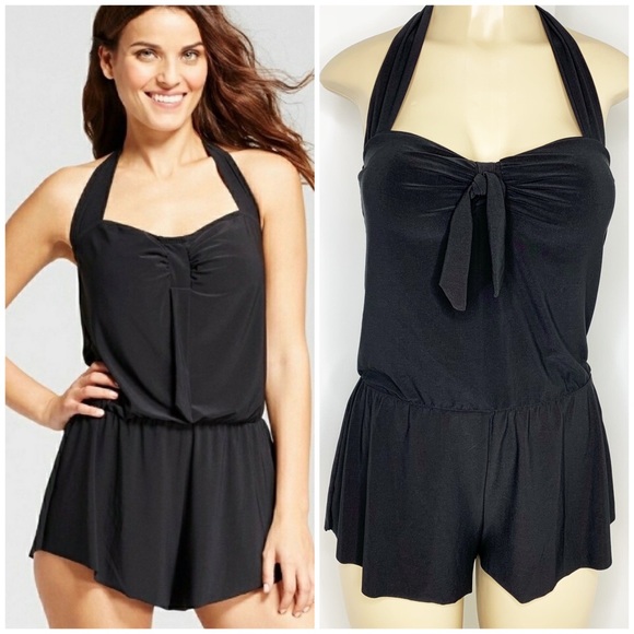 Aqua Green Other - THE AQUA GREEN Black Swim Romper Swim Suit NWT